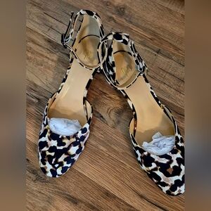 CAbi Animal Print Chunky Heels With Ankle Strap & Buckle Closure.